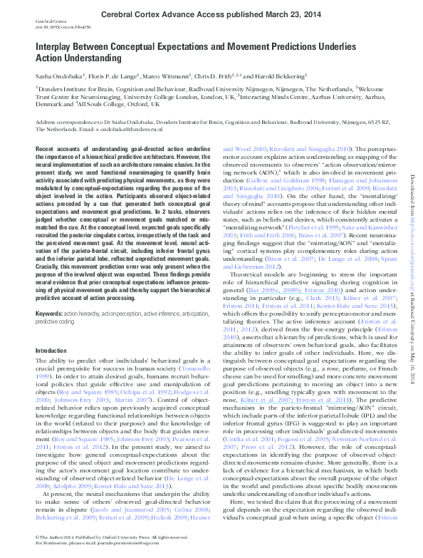 (PDF) Interplay Between Conceptual Expectations and Movement ...