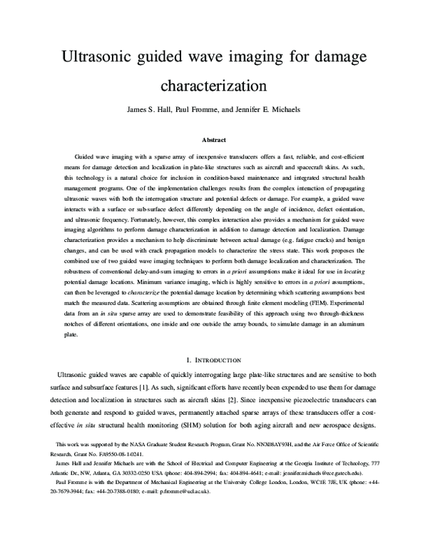 (PDF) Ultrasonic guided wave imaging for damage characterization