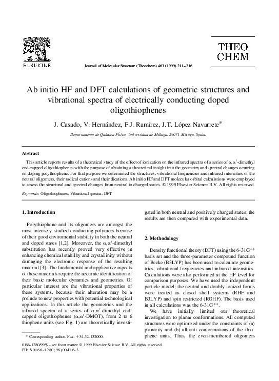 (PDF) Ab initio HF and DFT calculations of geometric structures and ...