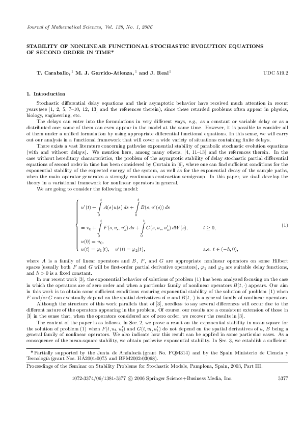 (PDF) Stability of nonlinear functional stochastic evolution equations ...