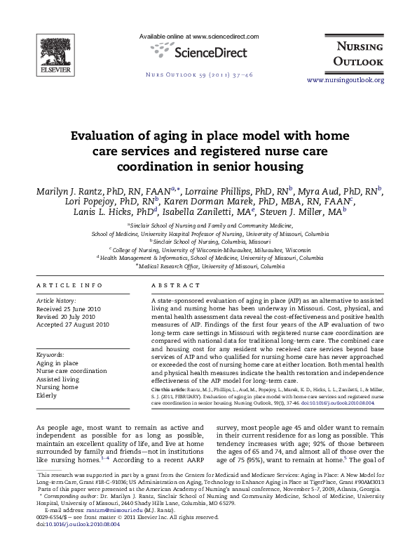 (PDF) Evaluation of aging in place model with home care services and ...