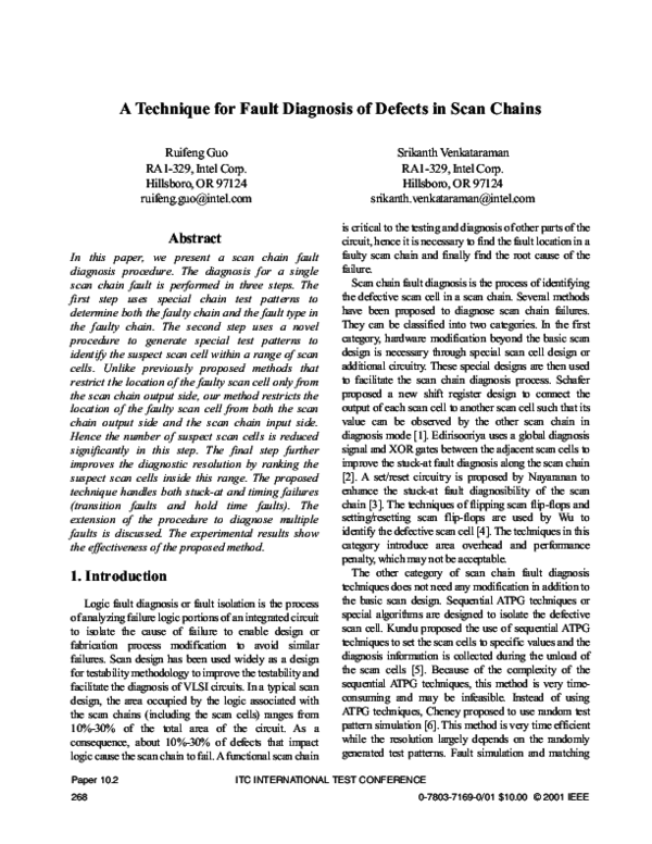 (PDF) A technique for fault diagnosis of defects in scan chains