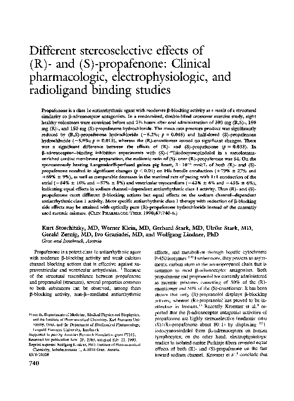 (PDF) Different stereoselective effects of (R)- and (S)-propafenone ...