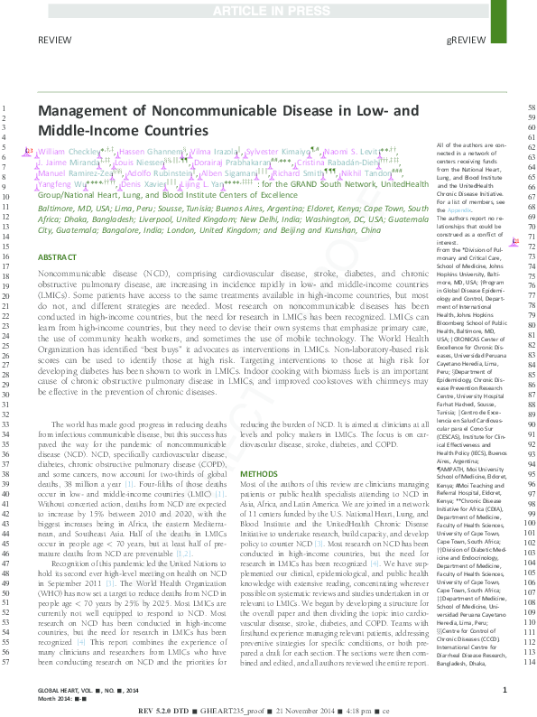 (PDF) Management of non-communicable disease in low and middle income ...