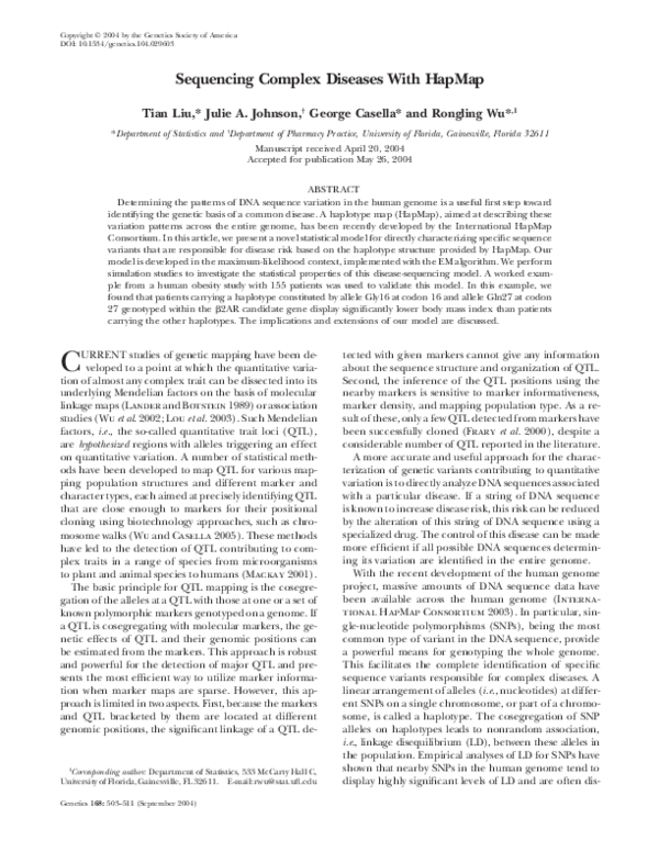 (PDF) Sequencing Complex Diseases With HapMap