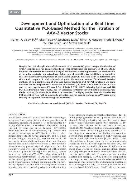 (PDF) Development and Optimization of a Real-Time Quantitative PCR ...