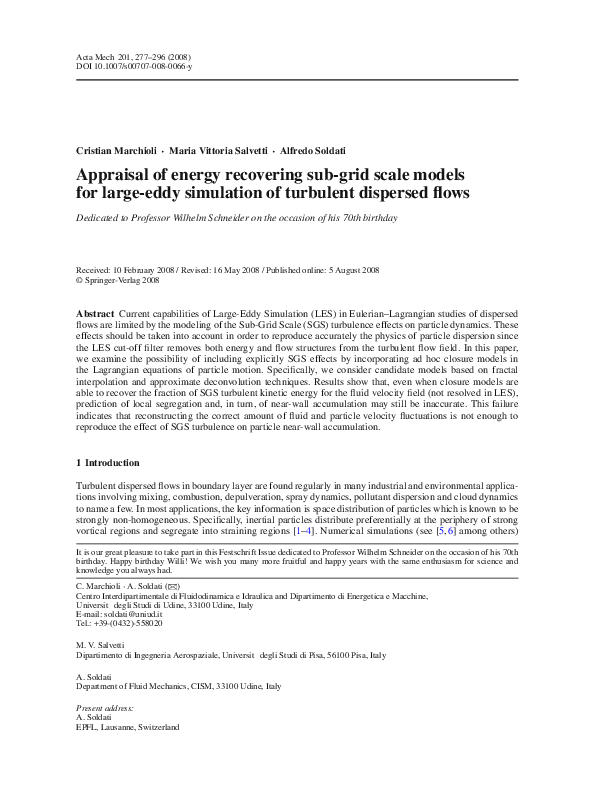 (PDF) Appraisal of energy recovering sub-grid scale models for large ...
