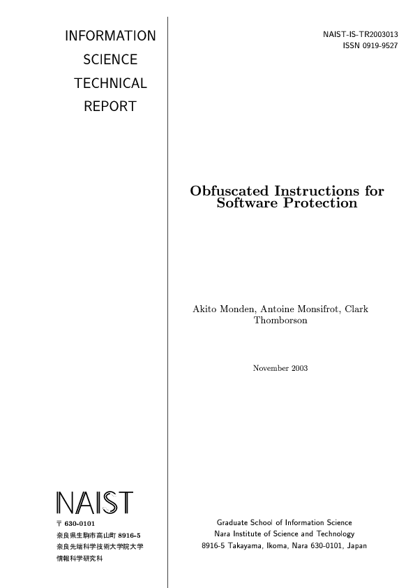 (PDF) Obfuscated instructions for software protection