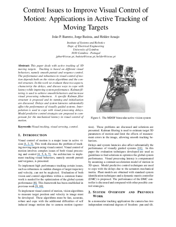 (PDF) Control issues to improve visual control of motion: applications ...