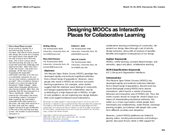 (PDF) Designing MOOCs as interactive places for collaborative learning