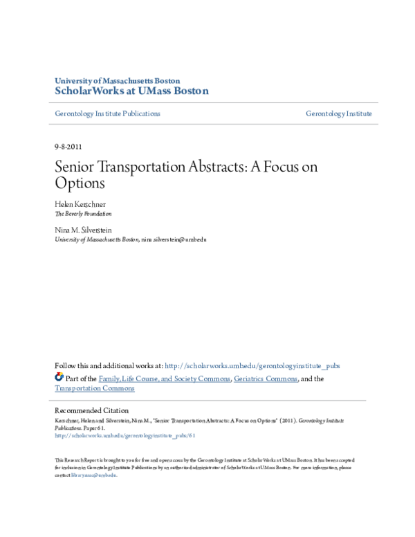 (PDF) Senior Transportation Abstracts: A Focus on Options