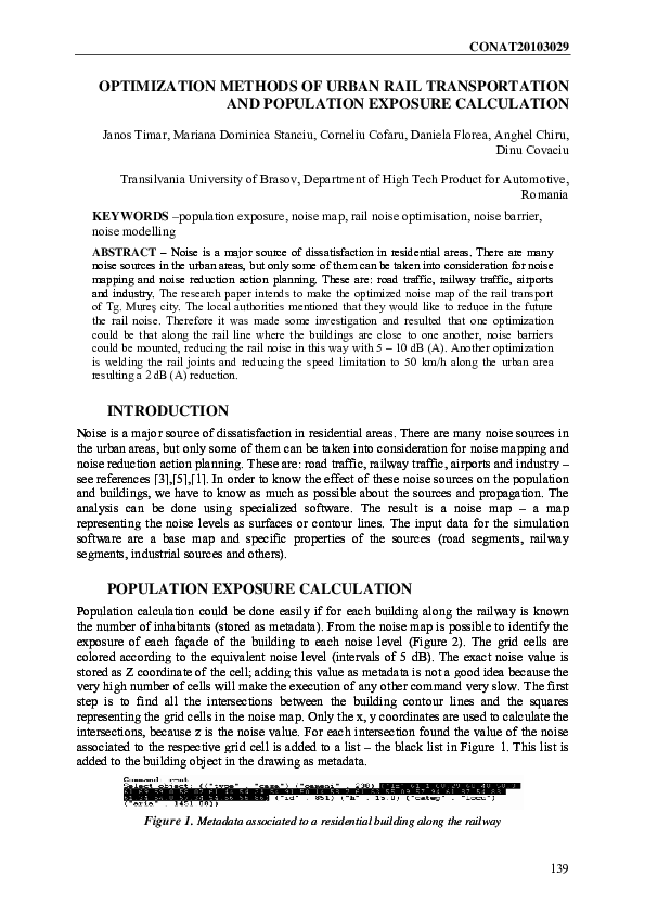 (PDF) OPTIMIZATION METHODS OF URBAN RAIL TRANSPORTATION AND POPULATION ...