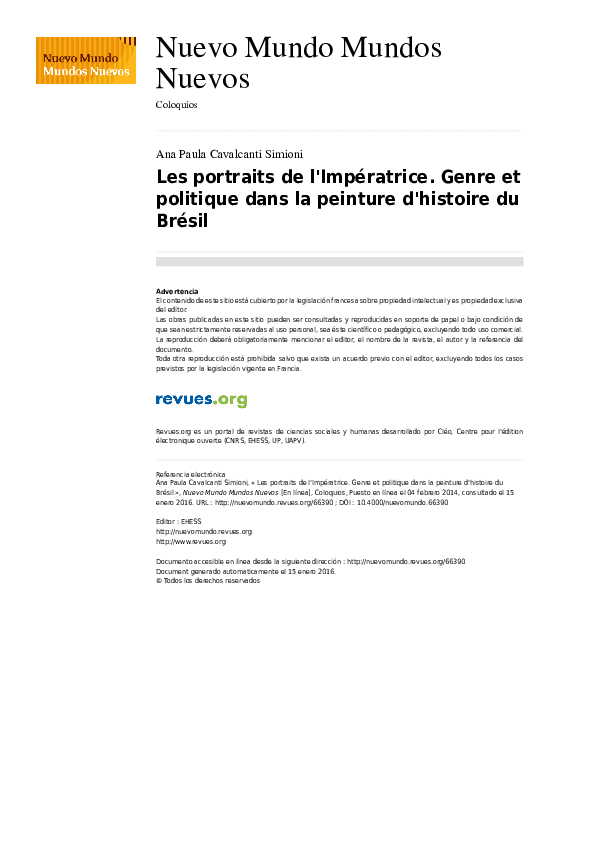 (PDF) Les portraits de l'Impératrice. Genre et politique dans la