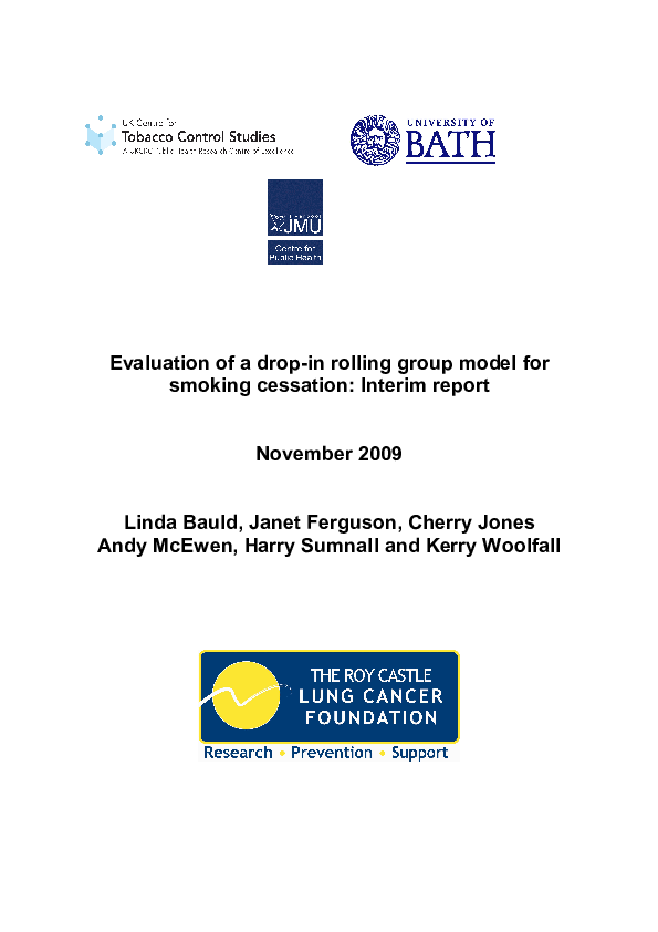 (PDF) Evaluation of a dropin rolling group model for smoking cessation