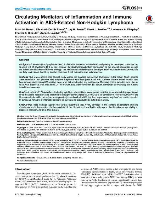(PDF) Circulating Mediators of Inflammation and Immune Activation in ...