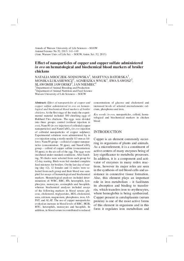 (PDF) Effect of nanoparticles of copper and copper sulfate ...