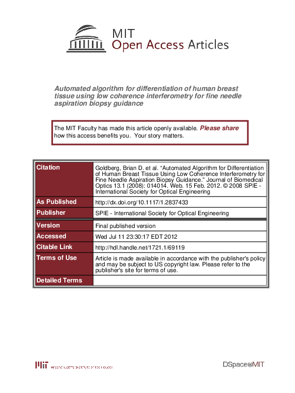 (PDF) Automated algorithm for differentiation of human breast tissue ...