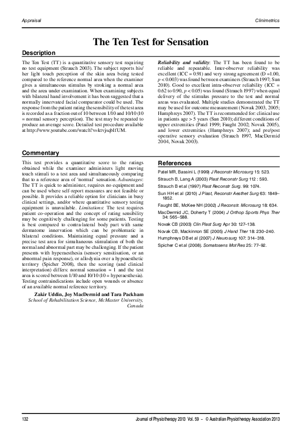 (PDF) The ten test for sensation