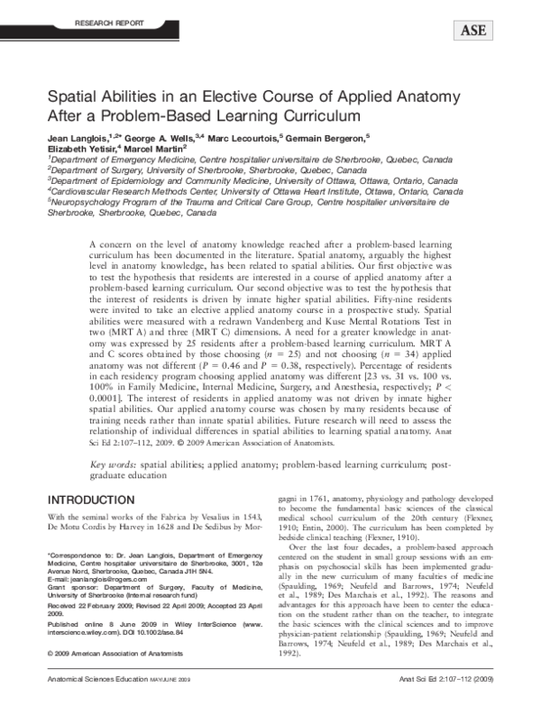 (PDF) Spatial abilities in an elective course of applied anatomy after ...