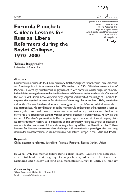 (PDF) Formula Pinochet. Chilean Lessons for Russian Liberal Reformers ...