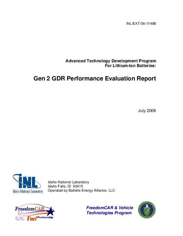 (PDF) Advanced Technology Development Program for Lithium-Ion Batteries ...