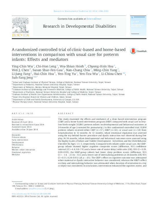 (PDF) A randomized controlled trial of clinic-based and home-based ...
