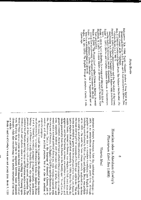 (PDF) Horatian Odes in Cowley's "Plantarum Libri Sex"