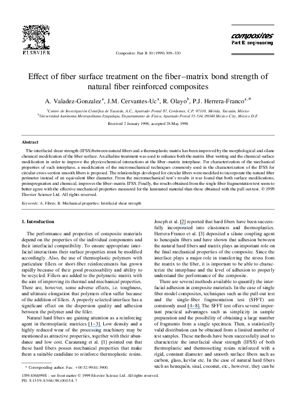 (PDF) Effect of fiber surface treatment on the fiber–matrix bond ...