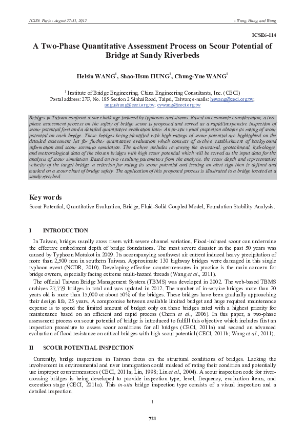 (PDF) A Two-Phase Quantitative Assessment Process on Scour Potential of ...