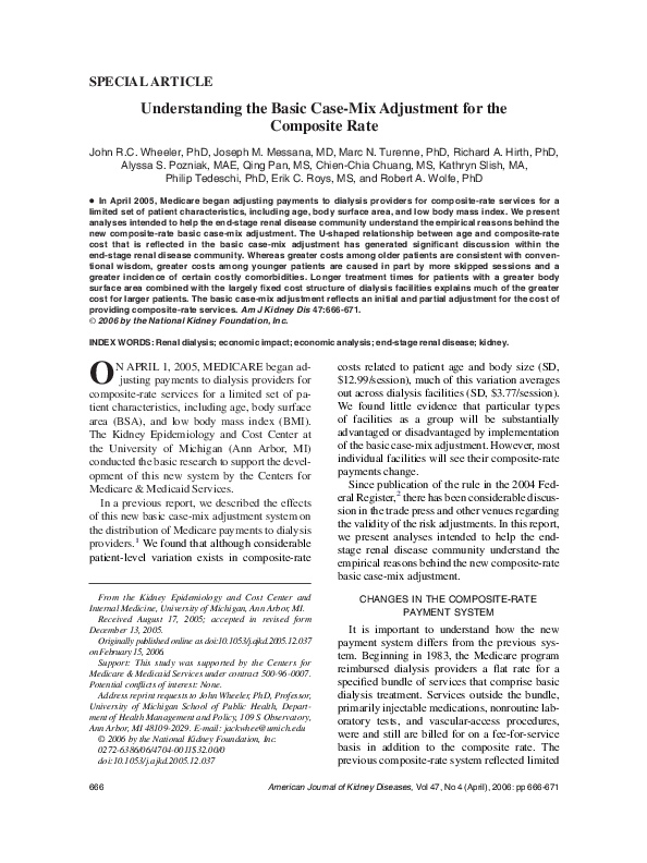 (PDF) Understanding the basic casemix adjustment for the composite