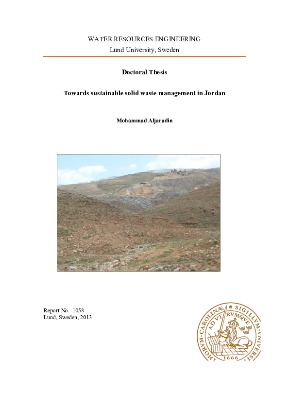 (PDF) Towards sustainable solid waste management in Jordan