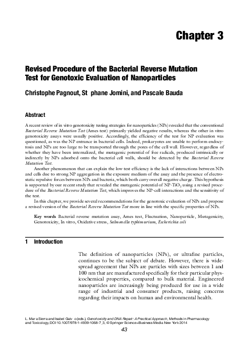 (PDF) Revised Procedure of the Bacterial Reverse Mutation Test for ...