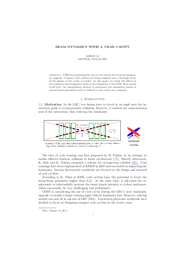 (PDF) BEAM DYNAMICS WITH A CRAB CAVITY