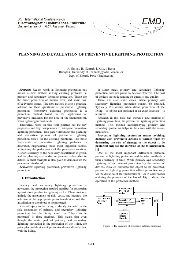 (PDF) Planning and evaluation of preventive lightning protection