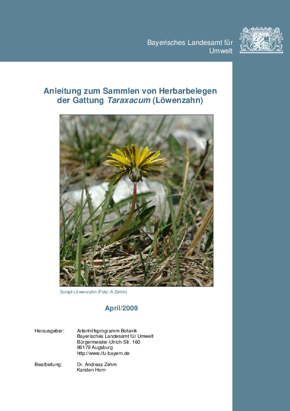 (PDF) Anleitung zum Sammeln von Herbarbelegen der Gattung Taraxacum ...