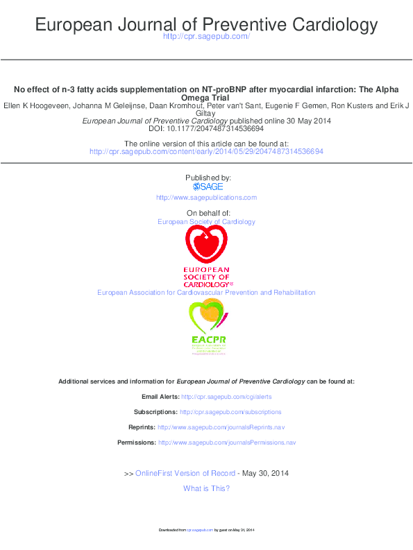 (PDF) No effect of n-3 fatty acids supplementation on NT-proBNP after ...