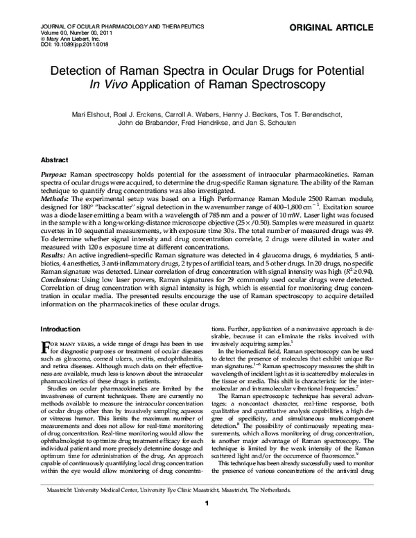 (PDF) Detection of Raman Spectra in Ocular Drugs for Potential In Vivo ...