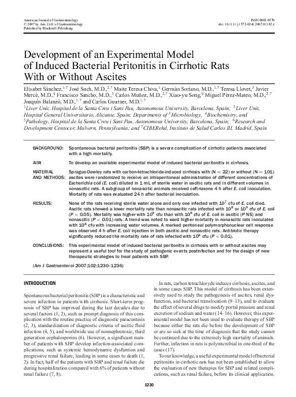 (PDF) Development of an Experimental Model of Induced Bacterial ...