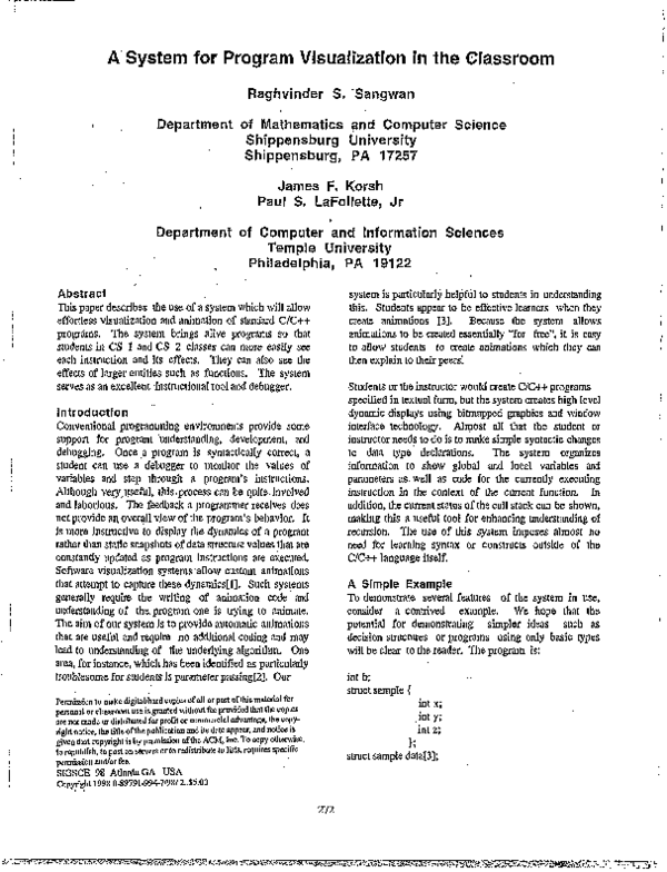 (PDF) A system for program visualization in the classroom