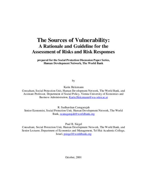 (PDF) The Sources of Vulnerability: A Rationale and Guideline for the