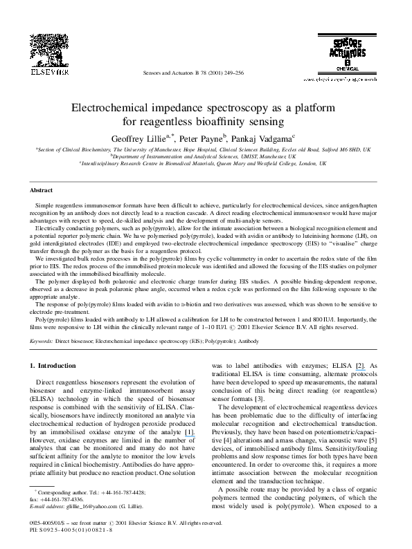 (PDF) Electrochemical impedance spectroscopy as a platform for ...