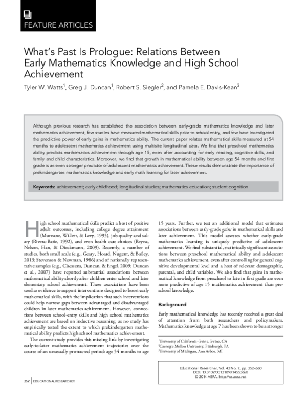 (PDF) What's Past Is Prologue: Relations Between Early Mathematics ...
