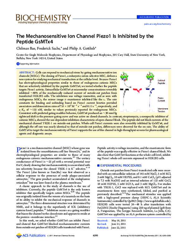 (PDF) The Mechanosensitive Ion Channel Piezo1 Is Inhibited by the ...