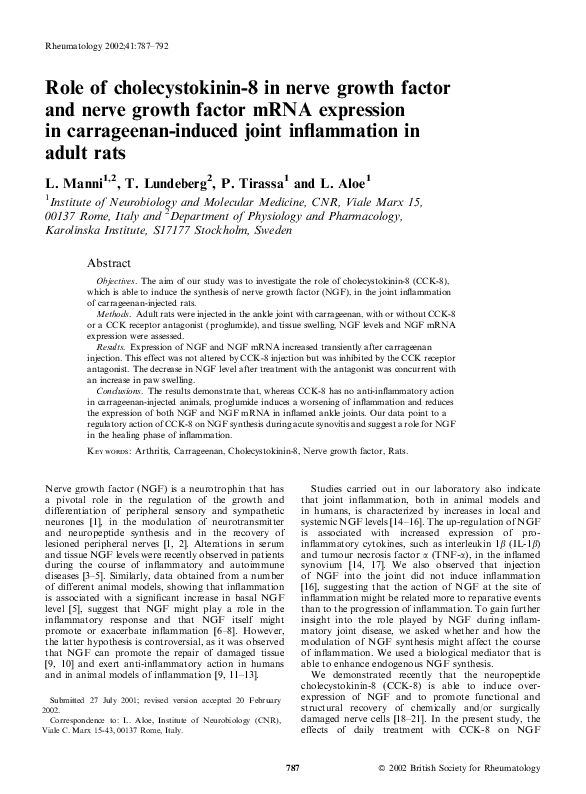 (PDF) Role of cholecystokinin-8 in nerve growth factor and nerve growth ...