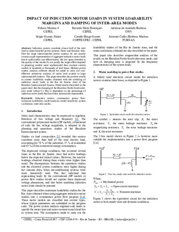 (PDF) Impact of induction motor loads in system loadability margins and ...