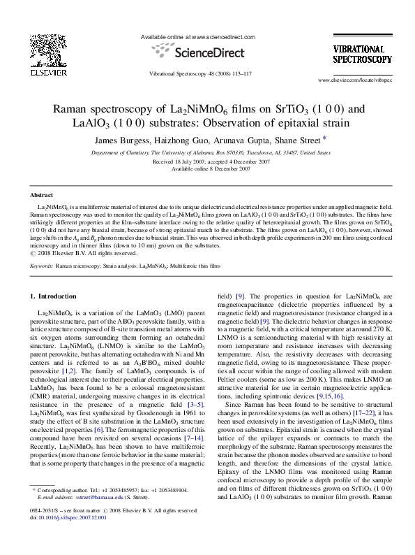 (PDF) Raman spectroscopy of La2NiMnO6 films on SrTiO3 (100) and LaAlO3 ...