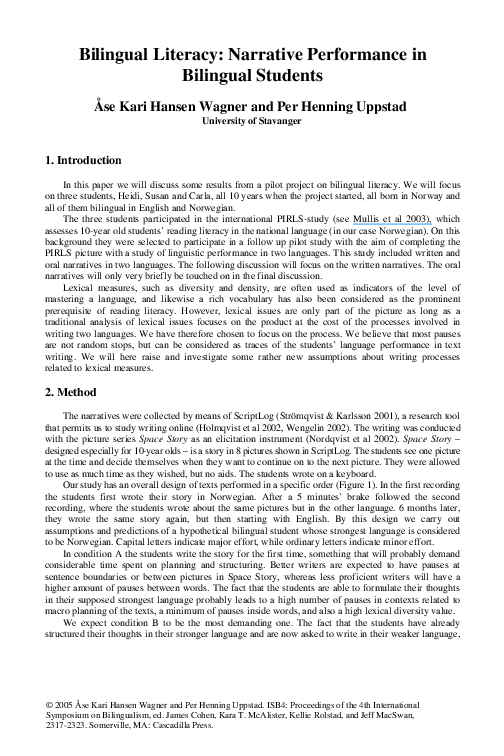(PDF) Bilingual Literacy: Narrative Performance in Bilingual Students