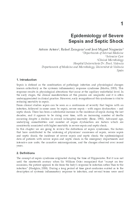 (PDF) Epidemiology of Severe Sepsis and Septic Shock