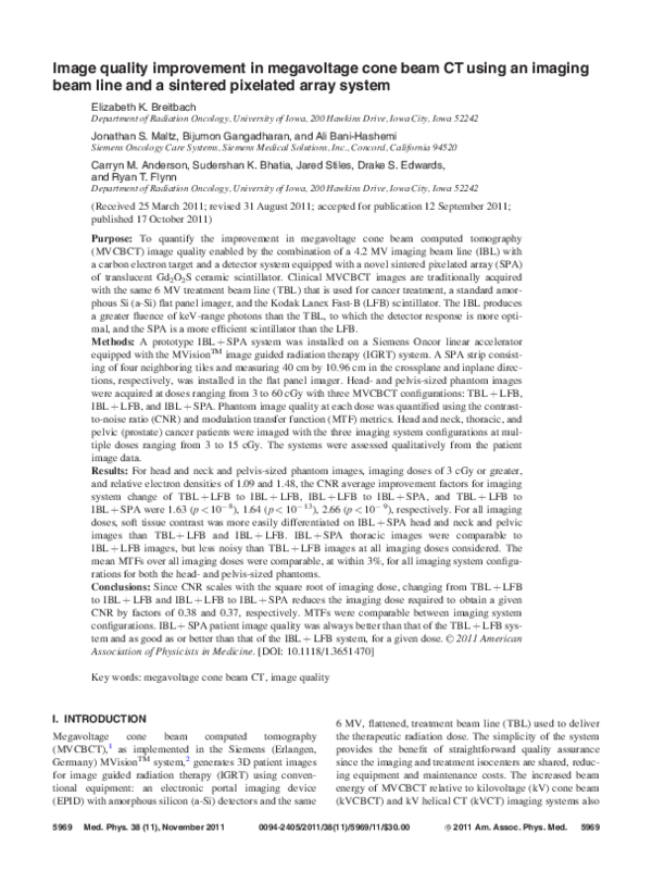 (PDF) Image quality improvement in megavoltage cone beam CT using an ...