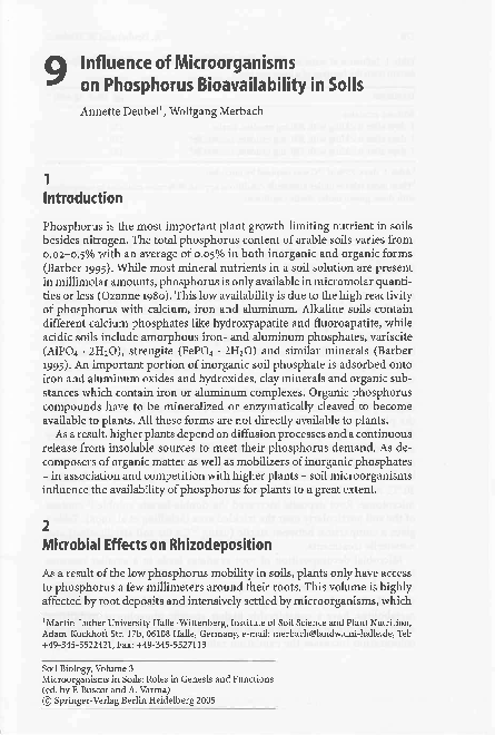 (PDF) Influence of Microorganisms on Phosphorus Bioavailability in Soils
